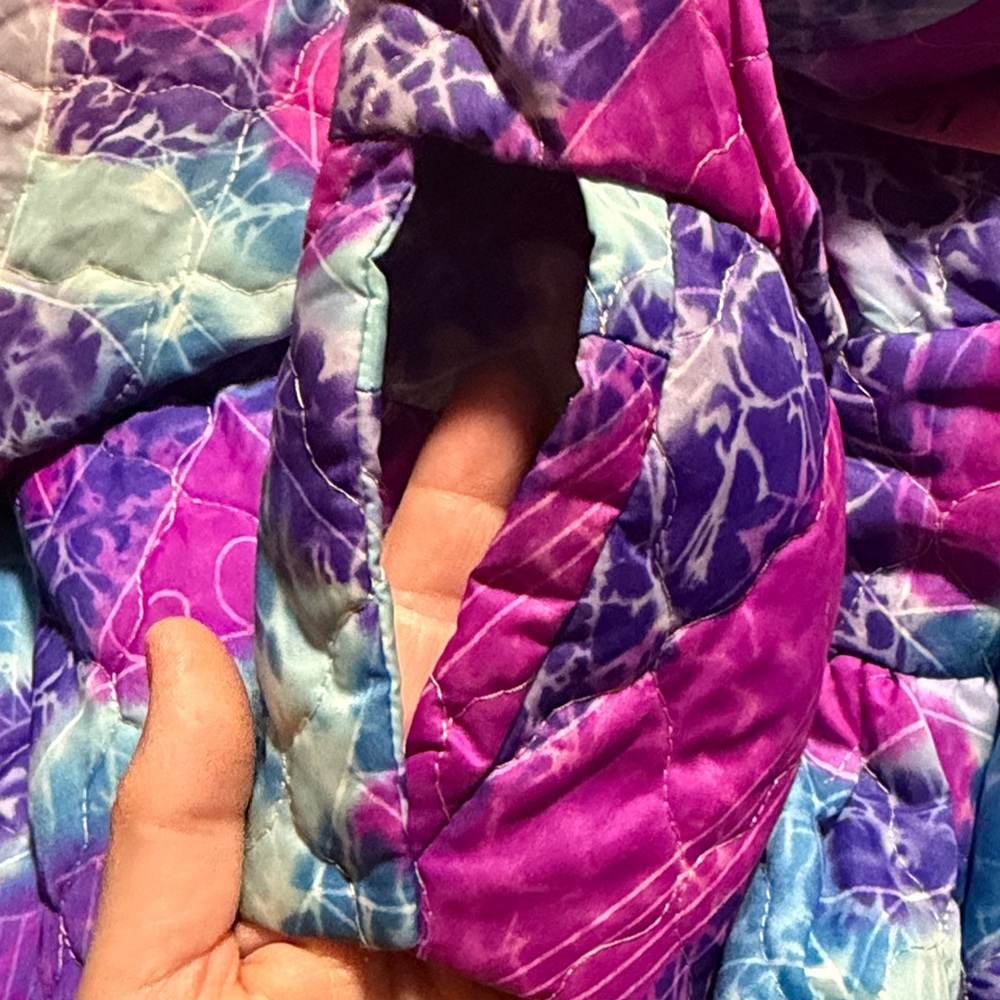 Vintage Purple Blue & Pink 60’s 70’s quilted long sleeve pencil Maxi Dress XS - Picture 15 of 16